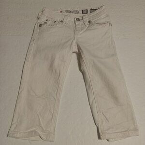 Miss Me Girls White Embellished Cuffed Capri Jeans Size 7 JK7232P3